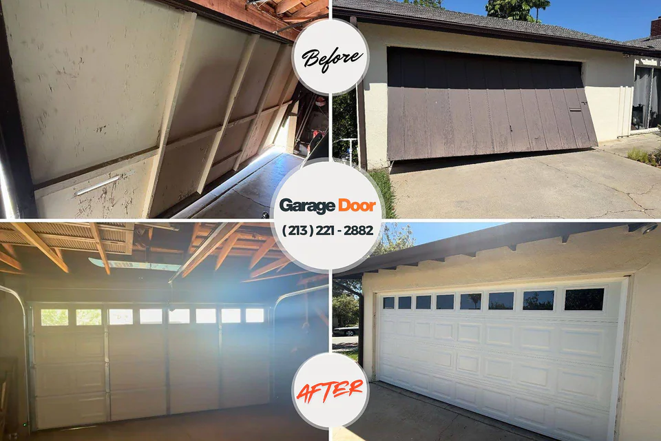 Before and after: garage door repair Oak Park Saylorville